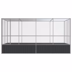 vidaXL Aviary with Extension Bird Cage Walk In Chicken Run Coop Silver Steel