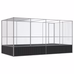 vidaXL Aviary with Extension Bird Cage Walk In Chicken Run Coop Silver Steel - Additional view 4