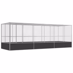 vidaXL Aviary with Extension Bird Cage Walk In Chicken Run Coop Silver Steel