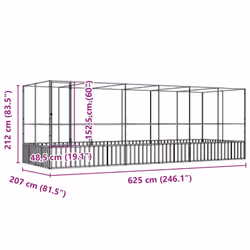 vidaXL Aviary with Extension Bird Cage Walk In Chicken Run Coop Silver Steel
