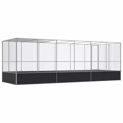 vidaXL Aviary with Extension Bird Cage Walk In Chicken Run Coop Silver Steel - Additional view 4