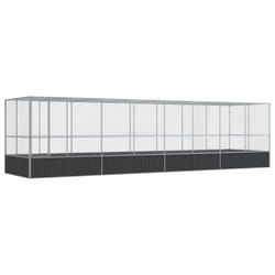 vidaXL Aviary with Extension Bird Cage Walk In Chicken Run Coop Silver Steel