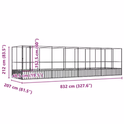 vidaXL Aviary with Extension Bird Cage Walk In Chicken Run Coop Silver Steel - Additional view 7