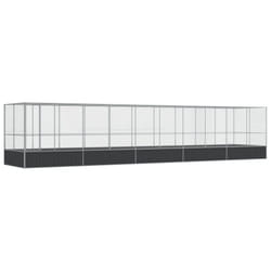 vidaXL Aviary with Extension Bird Cage Walk In Chicken Run Coop Silver Steel