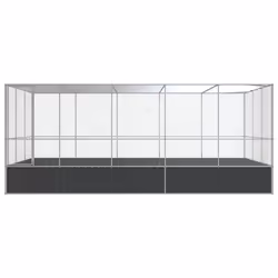 vidaXL Aviary with Extension Bird Cage Walk In Chicken Run Coop Silver Steel