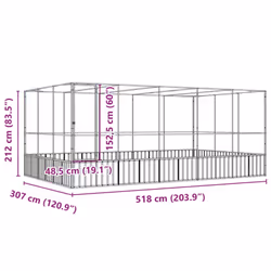 vidaXL Aviary with Extension Bird Cage Walk In Chicken Run Coop Silver Steel
