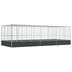 vidaXL Aviary with Extension Bird Cage Walk In Chicken Run Coop Silver Steel