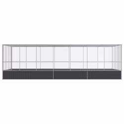 vidaXL Aviary with Extension Bird Cage Walk In Chicken Run Coop Silver Steel