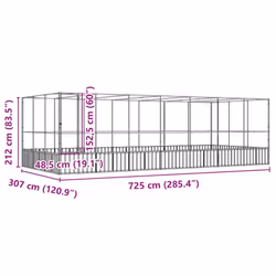 vidaXL Aviary with Extension Bird Cage Walk In Chicken Run Coop Silver Steel