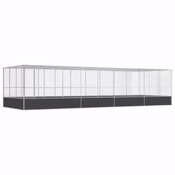 vidaXL Aviary with Extension Bird Cage Walk In Chicken Run Coop Silver Steel