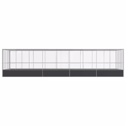 vidaXL Aviary with Extension Bird Cage Walk In Chicken Run Coop Silver Steel