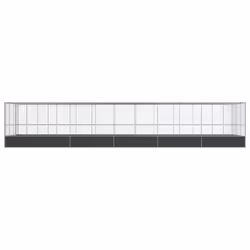vidaXL Aviary with Extension Bird Cage Walk In Chicken Run Coop Silver Steel