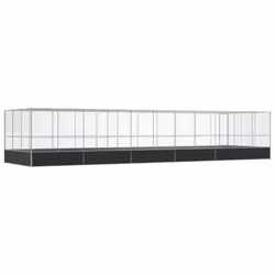 vidaXL Aviary with Extension Bird Cage Walk In Chicken Run Coop Silver Steel - Additional view 4