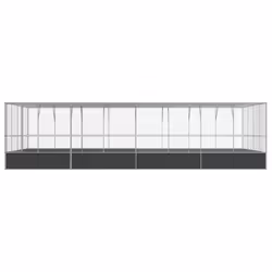 vidaXL Aviary with Extension Bird Cage Walk In Chicken Run Coop Silver Steel - Additional view 2