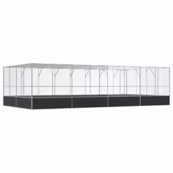 vidaXL Aviary with Extension Bird Cage Walk In Chicken Run Coop Silver Steel - Additional view 4