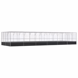 vidaXL Aviary with Extension Bird Cage Walk In Chicken Run Coop Silver Steel - Additional view 3