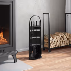 vidaXL Fireplace Tool Set 5 Piece Fireplace Companion Set Fire Poker Set Steel