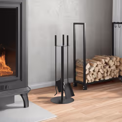 vidaXL Fireplace Tool Set 4 Piece Fireplace Companion Set Fire Poker Set Steel