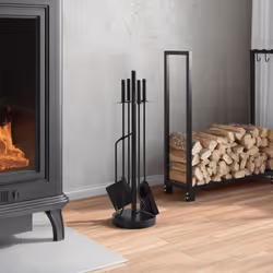 vidaXL Fireplace Tool Set 5 Piece Fireplace Companion Set Fire Poker Set Steel