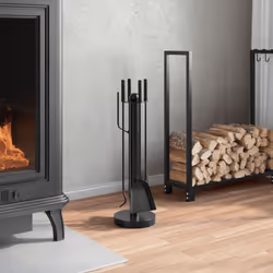 vidaXL Fireplace Tool Set 5 Piece Fireplace Companion Set Fire Poker Set Steel