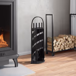 vidaXL Fireplace Tool Set 5 Piece Fireplace Companion Set Fire Poker Set Steel