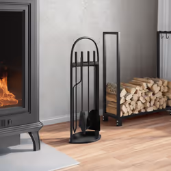 vidaXL Fireplace Tool Set 5 Piece Fireplace Companion Set Fire Poker Set Steel
