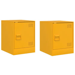 vidaXL Bedside Cabinets Nightstand Bed Side Cabinet 2 pcs Olive Green Steel - mustard yellow, 2 pcs