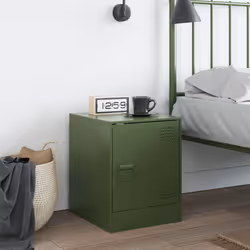vidaXL Bedside Cabinets Nightstand Bed Side Cabinet 2 pcs Olive Green Steel - olive green, 1 pcs - Additional view 2