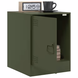 vidaXL Bedside Cabinets Nightstand Bed Side Cabinet 2 pcs Olive Green Steel - olive green, 1 pcs - Additional view 4