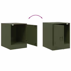 vidaXL Bedside Cabinets Nightstand Bed Side Cabinet 2 pcs Olive Green Steel - olive green, 1 pcs - Additional view 9