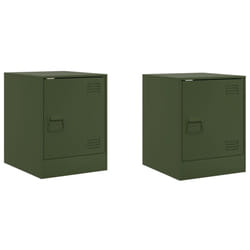 vidaXL Bedside Cabinets Nightstand Bed Side Cabinet 2 pcs Olive Green Steel - olive green, 2 pcs