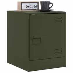 vidaXL Bedside Cabinets Nightstand Bed Side Cabinet 2 pcs Olive Green Steel - olive green, 2 pcs - Additional view 2