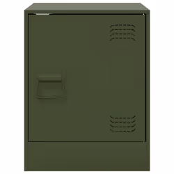 vidaXL Bedside Cabinets Nightstand Bed Side Cabinet 2 pcs Olive Green Steel - olive green, 2 pcs - Additional view 4
