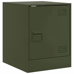 vidaXL Bedside Cabinets Nightstand Bed Side Cabinet 2 pcs Olive Green Steel - olive green, 2 pcs - Additional view 6