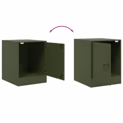 vidaXL Bedside Cabinets Nightstand Bed Side Cabinet 2 pcs Olive Green Steel - olive green, 2 pcs - Additional view 9