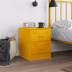 vidaXL Bedside Cabinet Bedroom Nightstand Side Table Bed Cabinet Pink Steel - yellow, 1 pcs