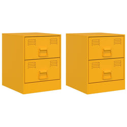 vidaXL Bedside Cabinet Bedroom Nightstand Side Table Bed Cabinet Pink Steel - yellow, 2 pcs