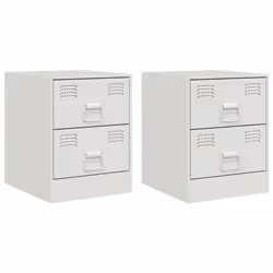 vidaXL Bedside Cabinet Bedroom Nightstand Side Table Bed Cabinet Pink Steel - white, 2 pcs