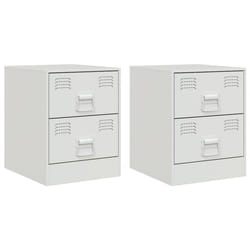 vidaXL Bedside Cabinet Bedroom Nightstand Side Table Bed Cabinet Pink Steel - white, 2 pcs