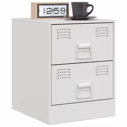 vidaXL Bedside Cabinet Bedroom Nightstand Side Table Bed Cabinet Pink Steel - white, 2 pcs