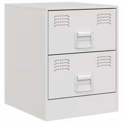 vidaXL Bedside Cabinet Bedroom Nightstand Side Table Bed Cabinet Pink Steel - white, 2 pcs - Additional view 4