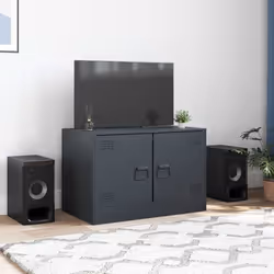 vidaXL TV Cabinet TV Stand Media TV Unit Entertainment Centre Anthracite Steel - anthracite, 1 pcs