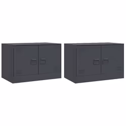 vidaXL TV Cabinet TV Stand Media TV Unit Entertainment Centre Anthracite Steel - anthracite, 2 pcs