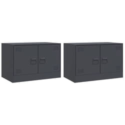 vidaXL TV Cabinet TV Stand Media TV Unit Entertainment Centre Anthracite Steel - anthracite, 2 pcs