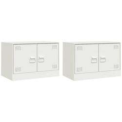 vidaXL TV Cabinet TV Stand Media TV Unit Entertainment Centre Anthracite Steel - white, 2 pcs