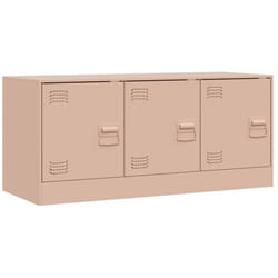 vidaXL TV Cabinet TV Stand TV Unit Entertainment Centre Media Unit Black Steel - pink