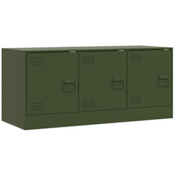 vidaXL TV Cabinet TV Stand TV Unit Entertainment Centre Media Unit Black Steel - olive green