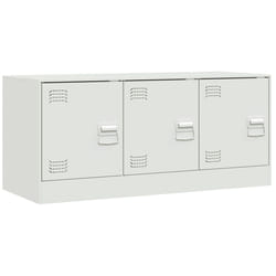 vidaXL TV Cabinet TV Stand TV Unit Entertainment Centre Media Unit Black Steel - white