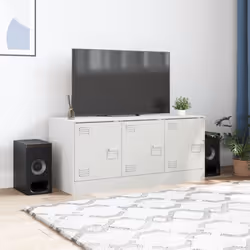 vidaXL TV Cabinet TV Stand TV Unit Entertainment Centre Media Unit Black Steel - white
