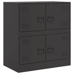 vidaXL Sideboard Home Storage Cupboard Side Cabinet Highboard White Steel - black